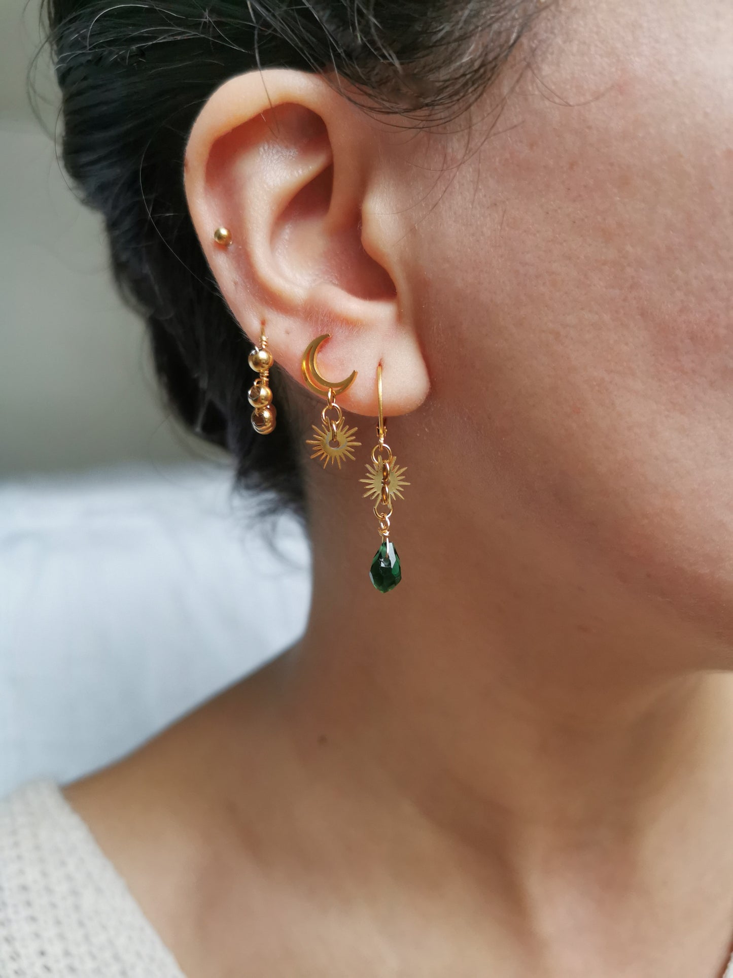 Boucle d'oreille acier à l'unité, composition piercings d'oreilles, faites main