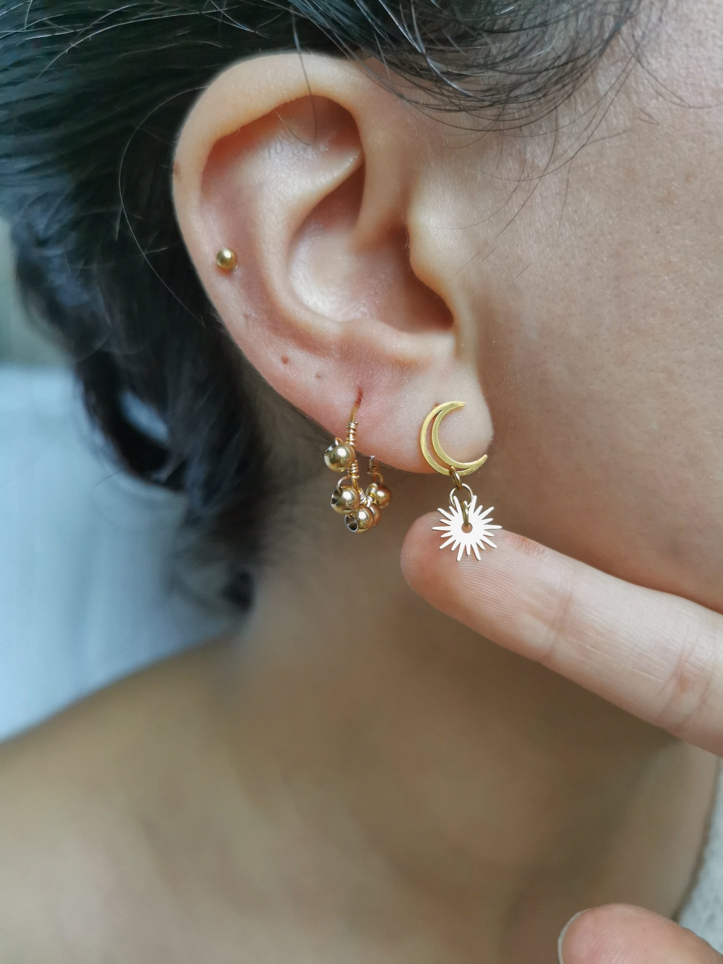 Boucle d'oreille acier à l'unité, composition piercings d'oreilles, faites main