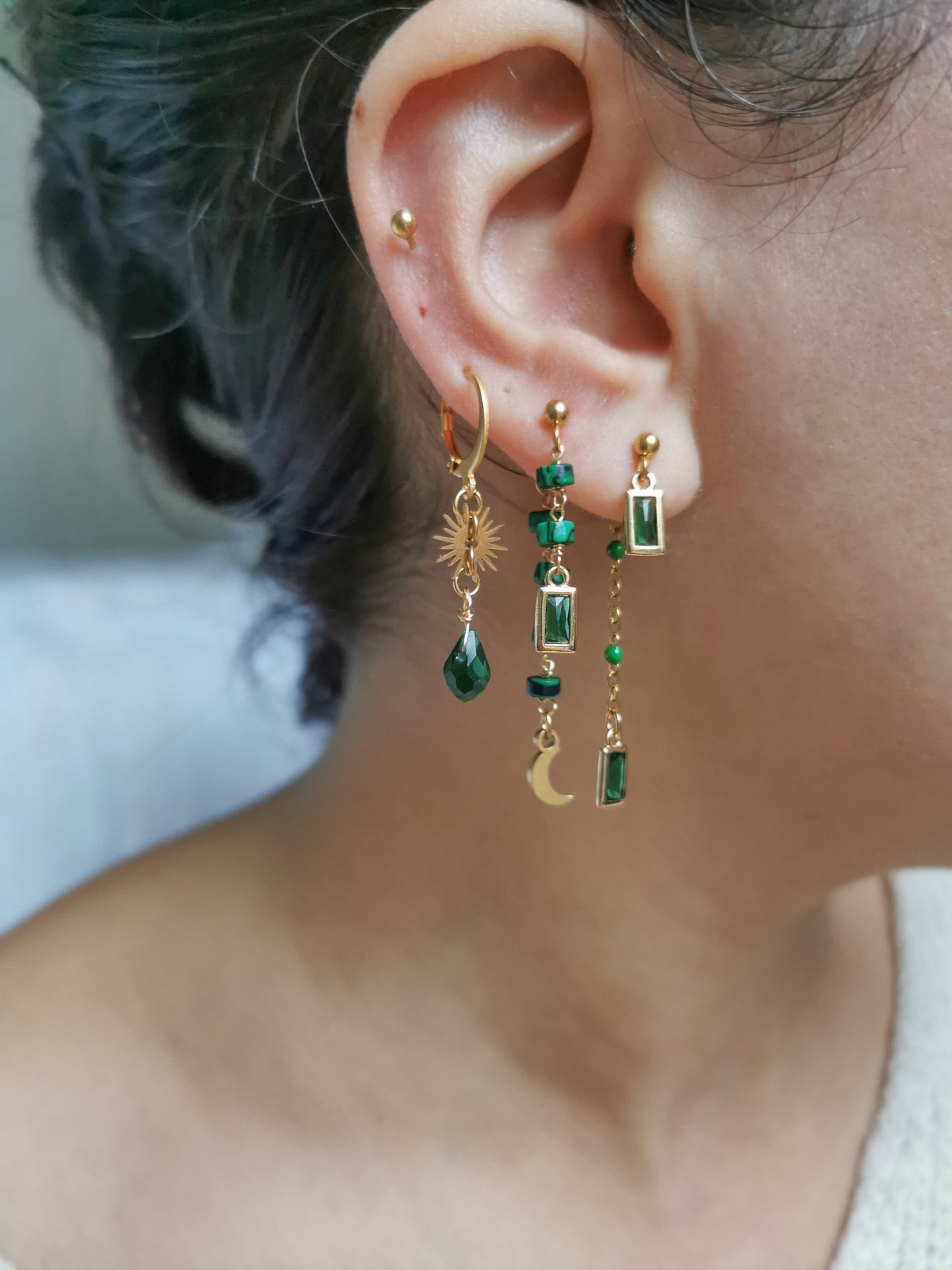 Boucle d'oreille acier à l'unité, composition piercings d'oreilles, faites main