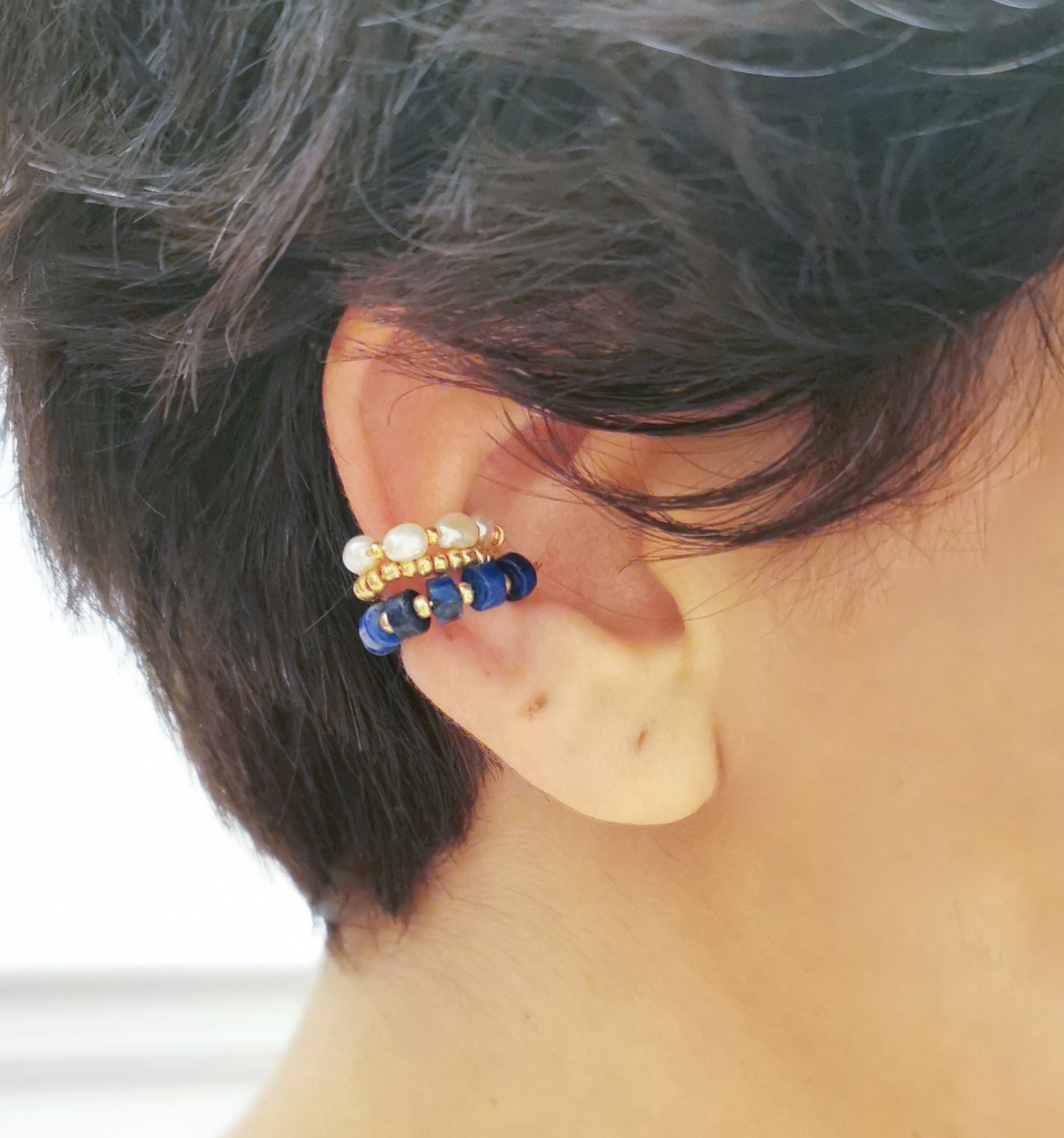 earcuff fait main, conch piercing, bijoux colorés, fake piercing, boucles d'oreilles perles