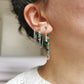 Boucle d'oreille acier argenté à l'unité, composition piercings d'oreilles vert