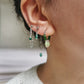 Boucle d'oreille acier argent, composition piercings d'oreilles vert , lune et œil