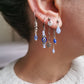 Boucles d'oreilles acier argent, composition piercings d'oreilles argent et bleu, oeil de protection, fait main