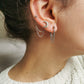 Boucle d'oreille acier inoxydable argenté, lune et etoile, double chaine d'oreille