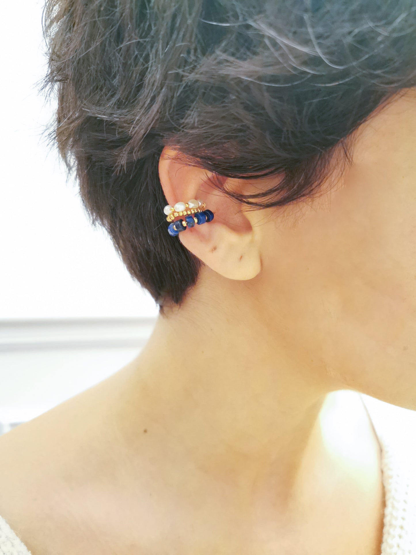 earcuff fait main, conch piercing, bijoux colorés, fake piercing, boucles d'oreilles perles