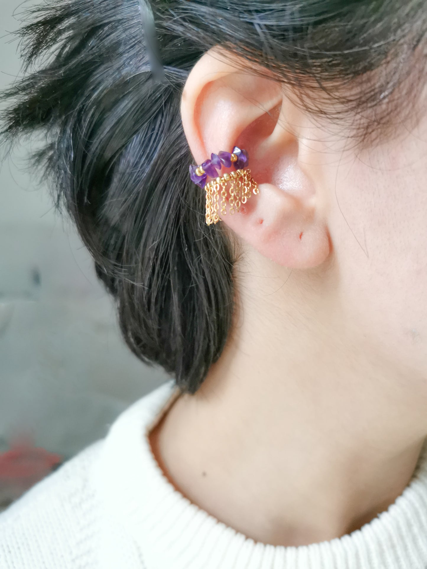 earcuff fait main, piercing conch, faux piercing, bijoux d'oreilles, boucles d'oreilles perles