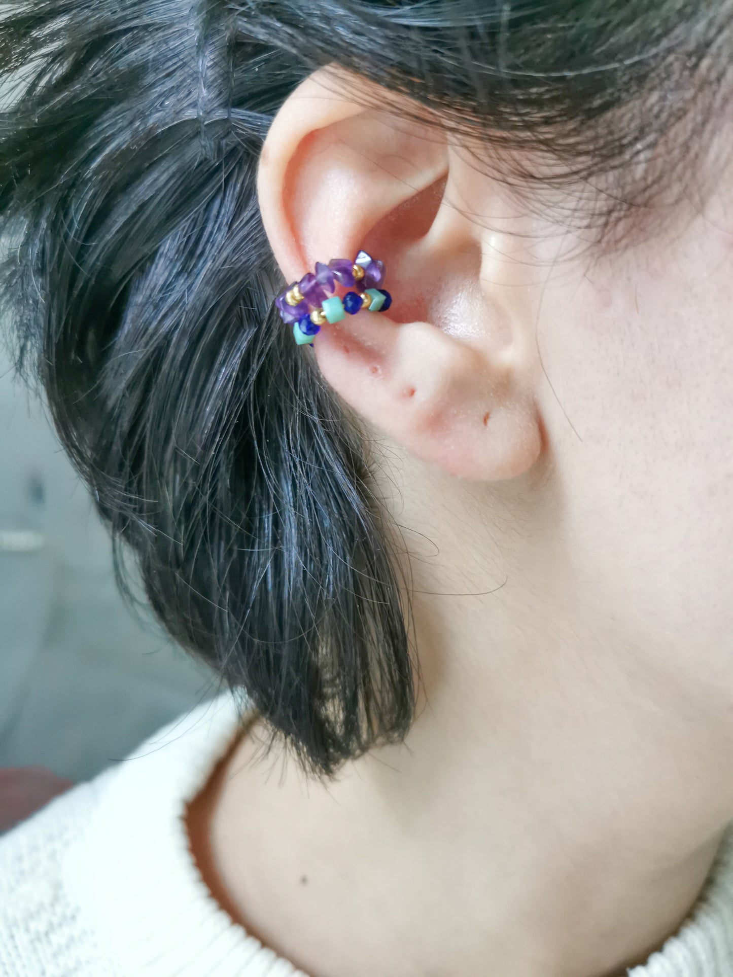 earcuff fait main, piercing conch, faux piercing, bijoux d'oreilles, boucles d'oreilles perles