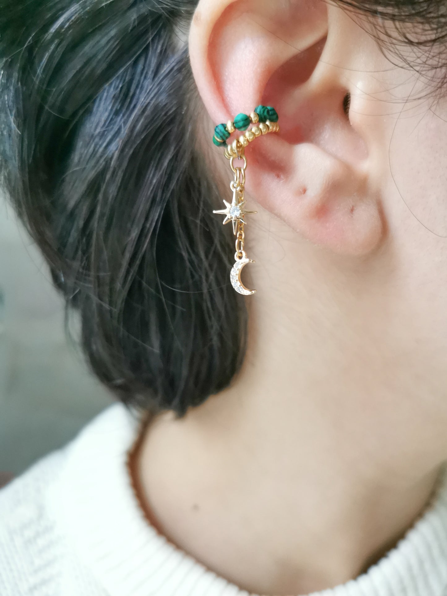 earcuff fait main, piercing conch, faux piercing, bijoux d'oreilles, boucles d'oreilles perles