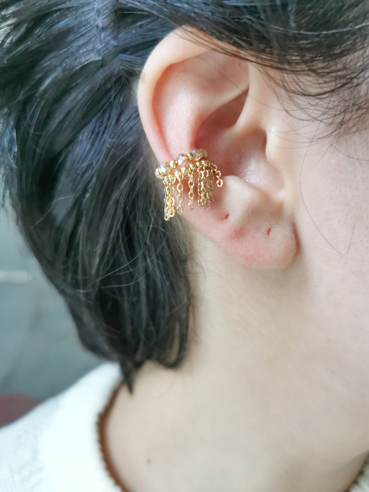 earcuff fait main, piercing conch, faux piercing, bijoux d'oreilles, boucles d'oreilles perles