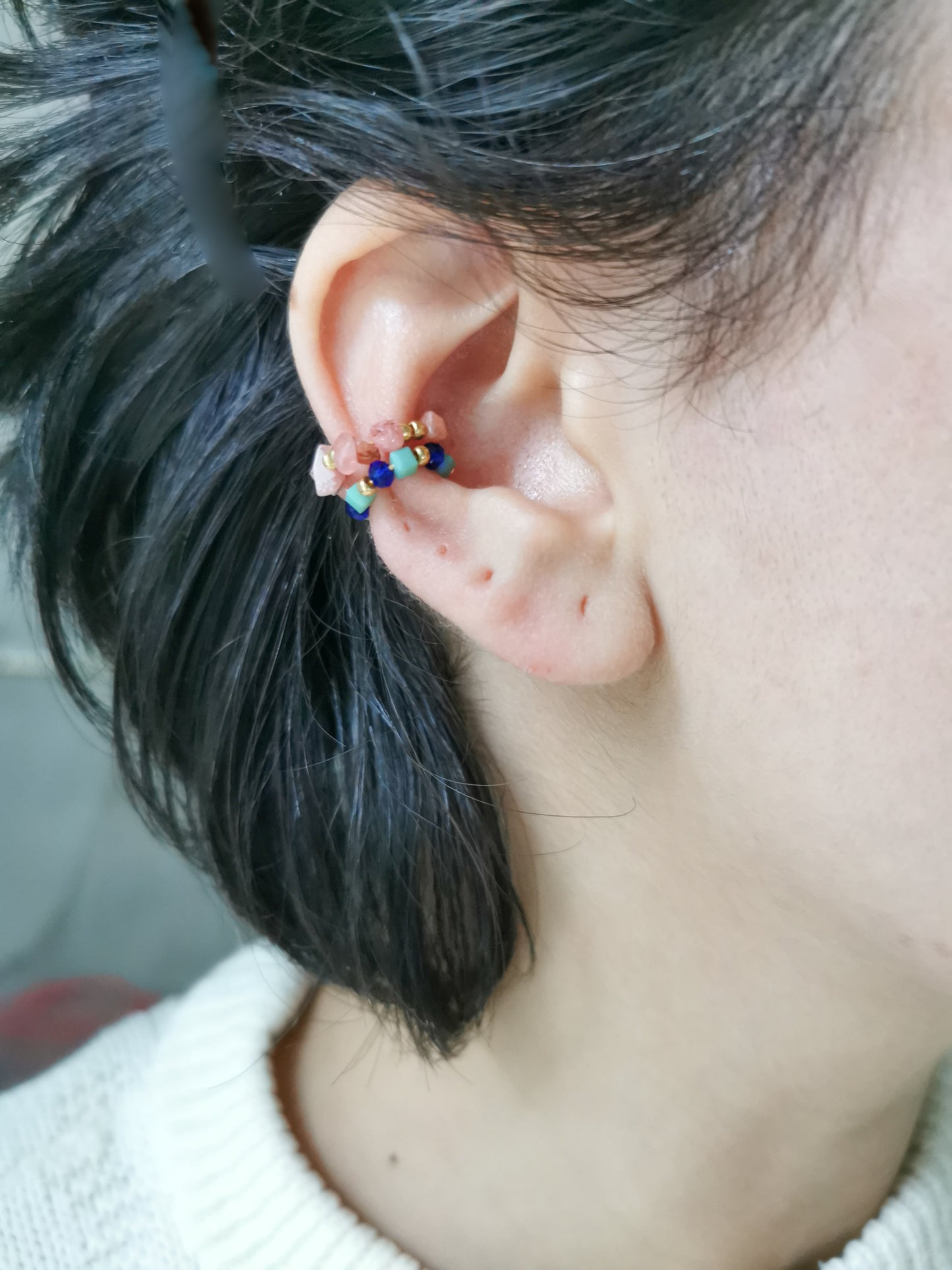 earcuff fait main, piercing conch, faux piercing, bijoux d'oreilles, boucles d'oreilles perles