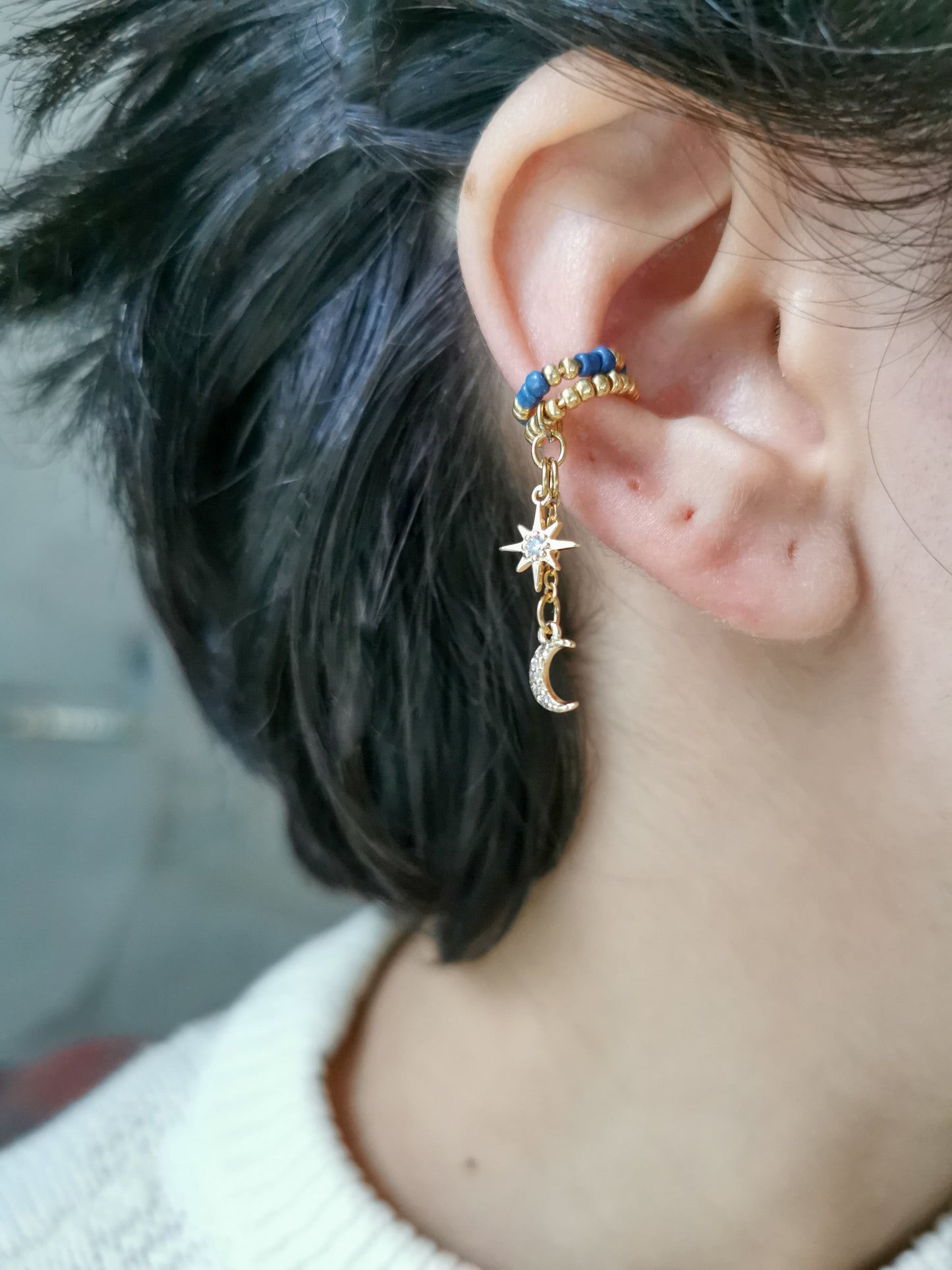 earcuff fait main, piercing conch, faux piercing, bijoux d'oreilles, boucles d'oreilles perles