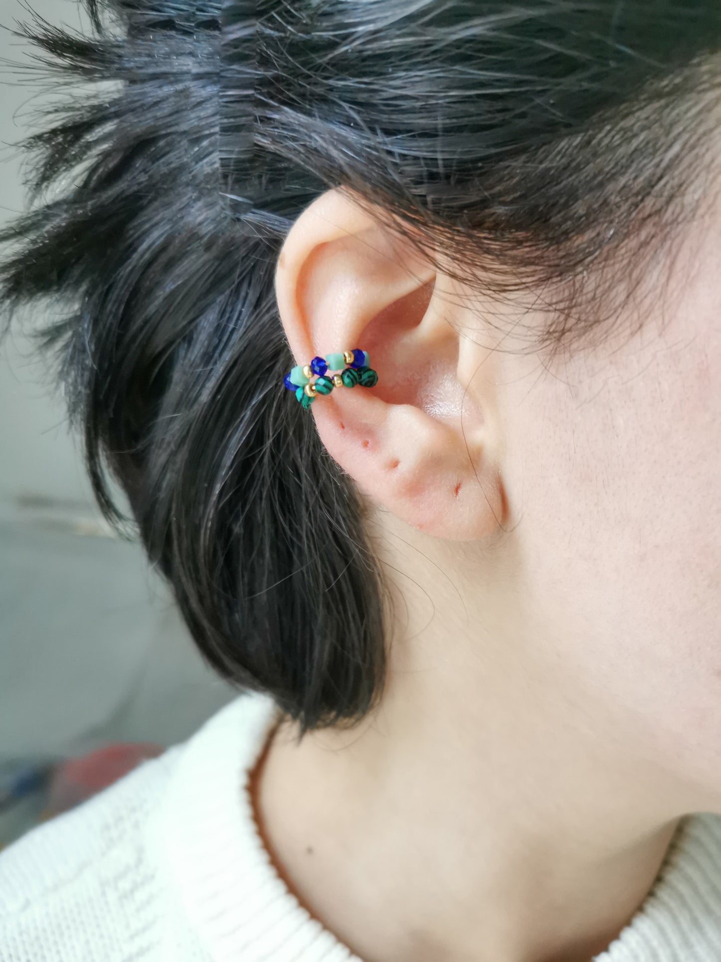 earcuff fait main, piercing conch, faux piercing, bijoux d'oreilles, boucles d'oreilles perles