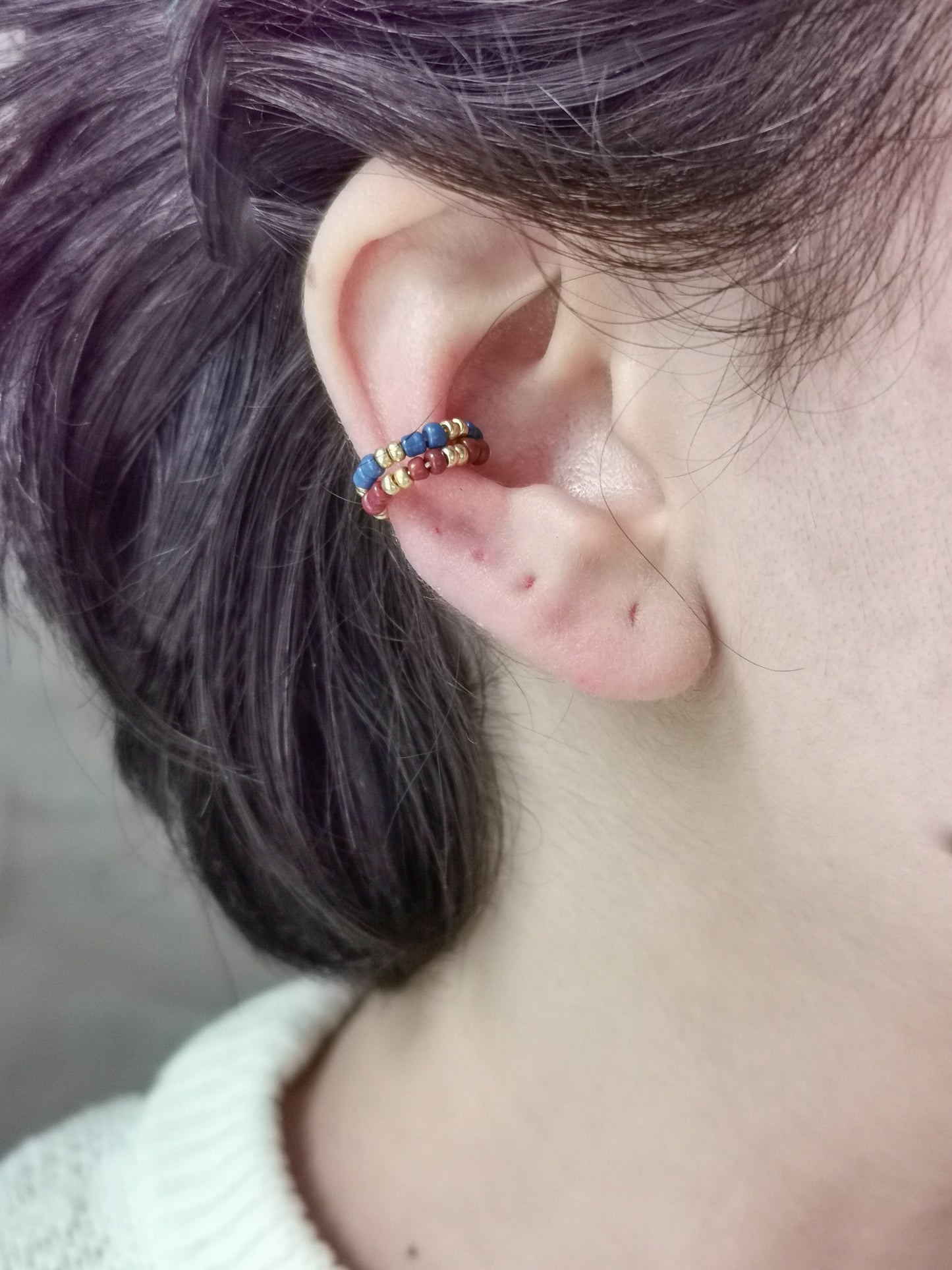 earcuff fait main, piercing conch, faux piercing, bijoux d'oreilles, boucles d'oreilles perles