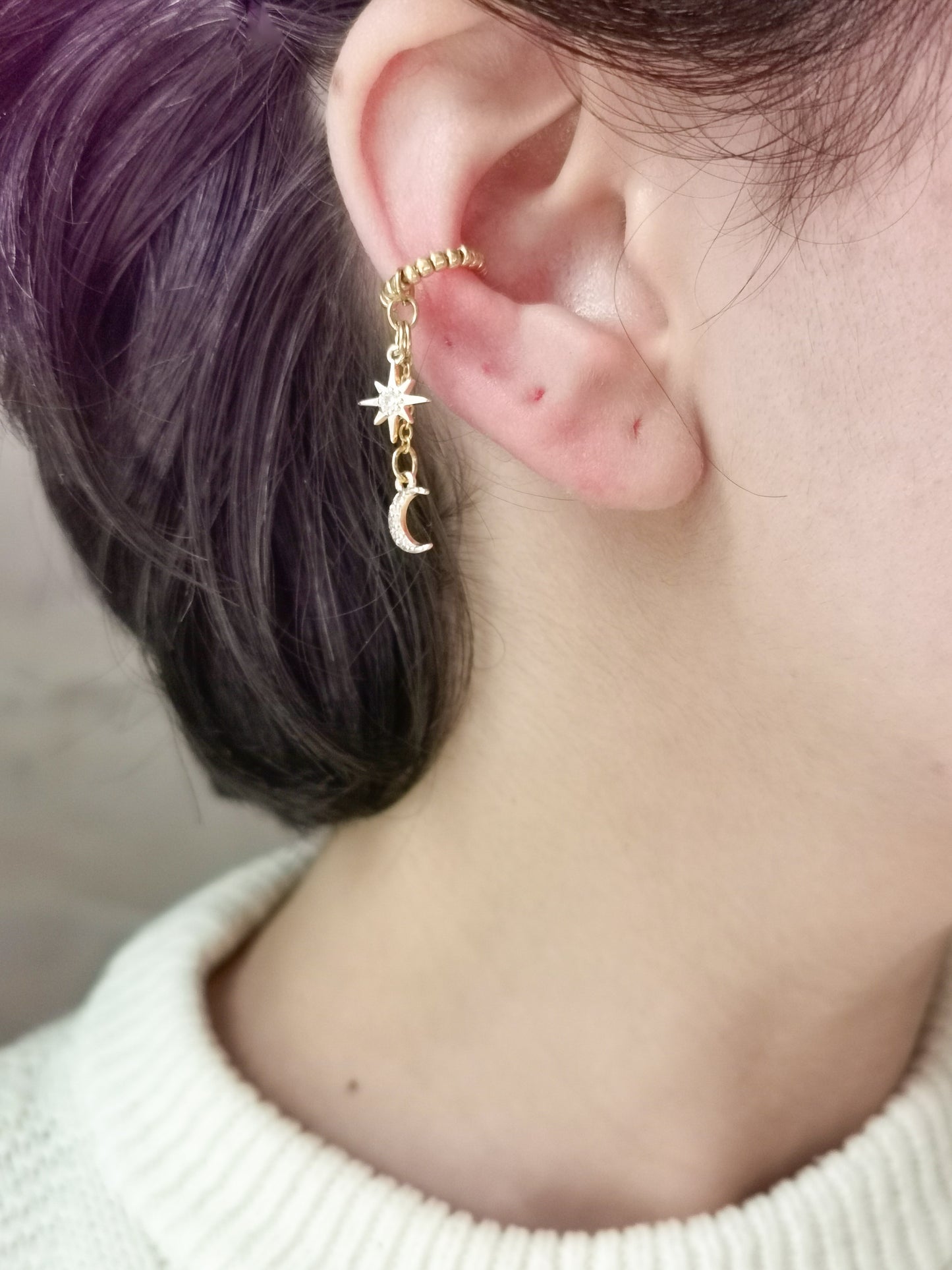 earcuff fait main, piercing conch, faux piercing, bijoux d'oreilles, boucles d'oreilles perles