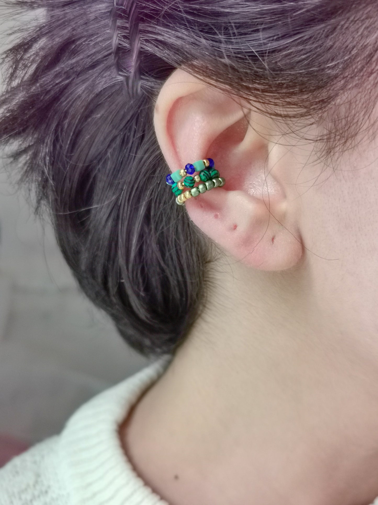 earcuff fait main, piercing conch, faux piercing, bijoux d'oreilles, boucles d'oreilles perles