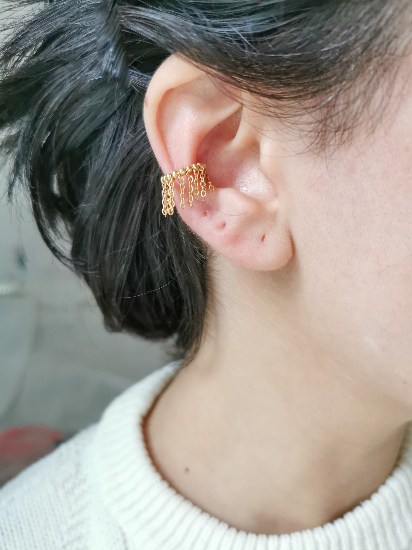 earcuff fait main, piercing conch, faux piercing, bijoux d'oreilles, boucles d'oreilles perles