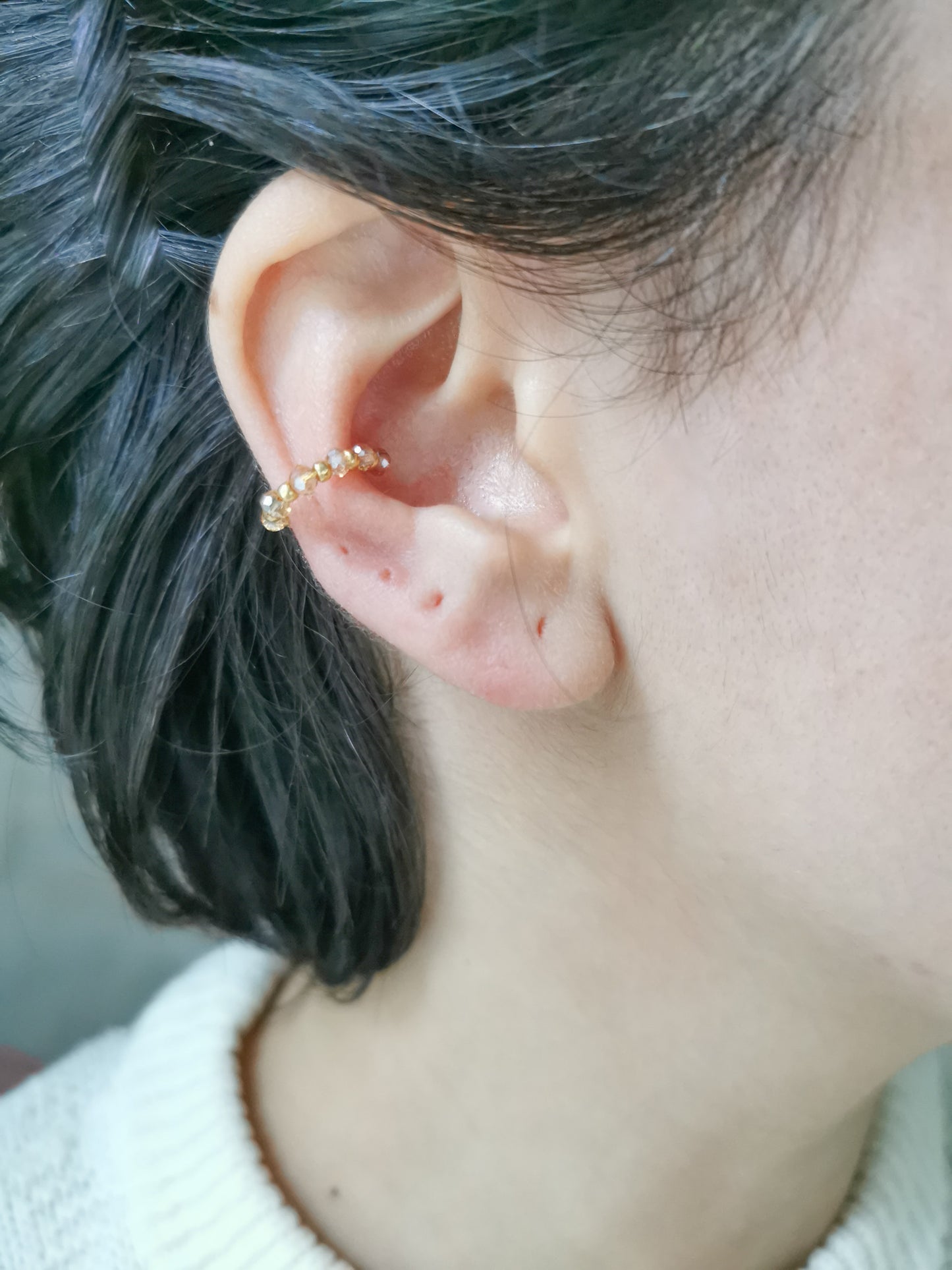 earcuff fait main, piercing conch, faux piercing, bijoux d'oreilles, boucles d'oreilles perles