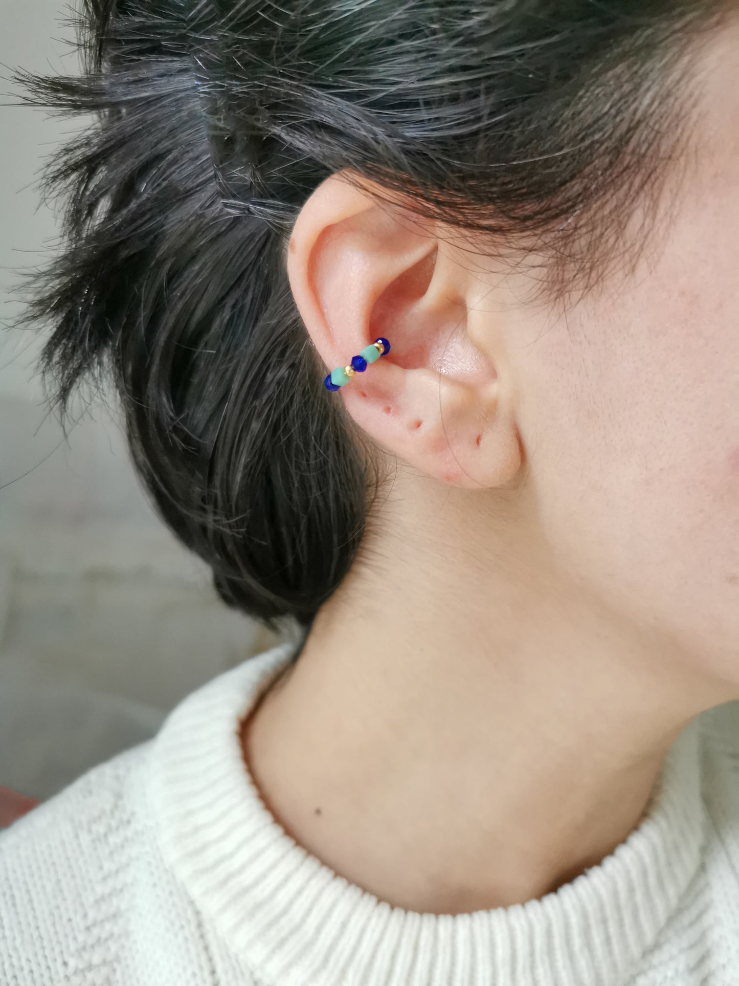 earcuff fait main, piercing conch, faux piercing, bijoux d'oreilles, boucles d'oreilles perles