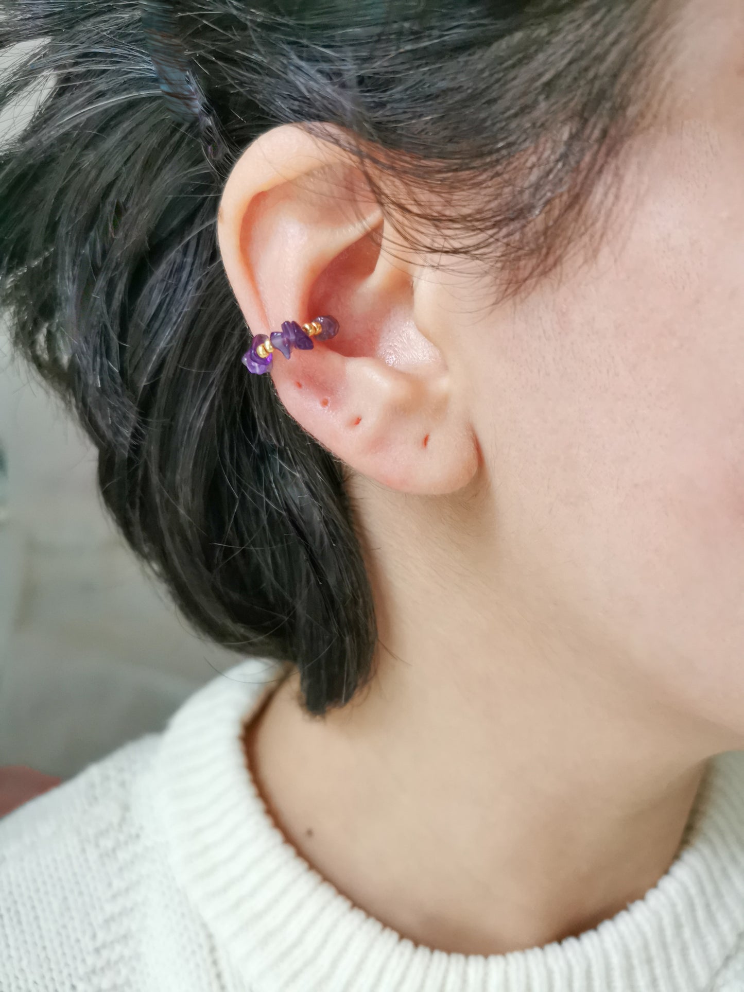 earcuff fait main, piercing conch, faux piercing, bijoux d'oreilles, boucles d'oreilles perles