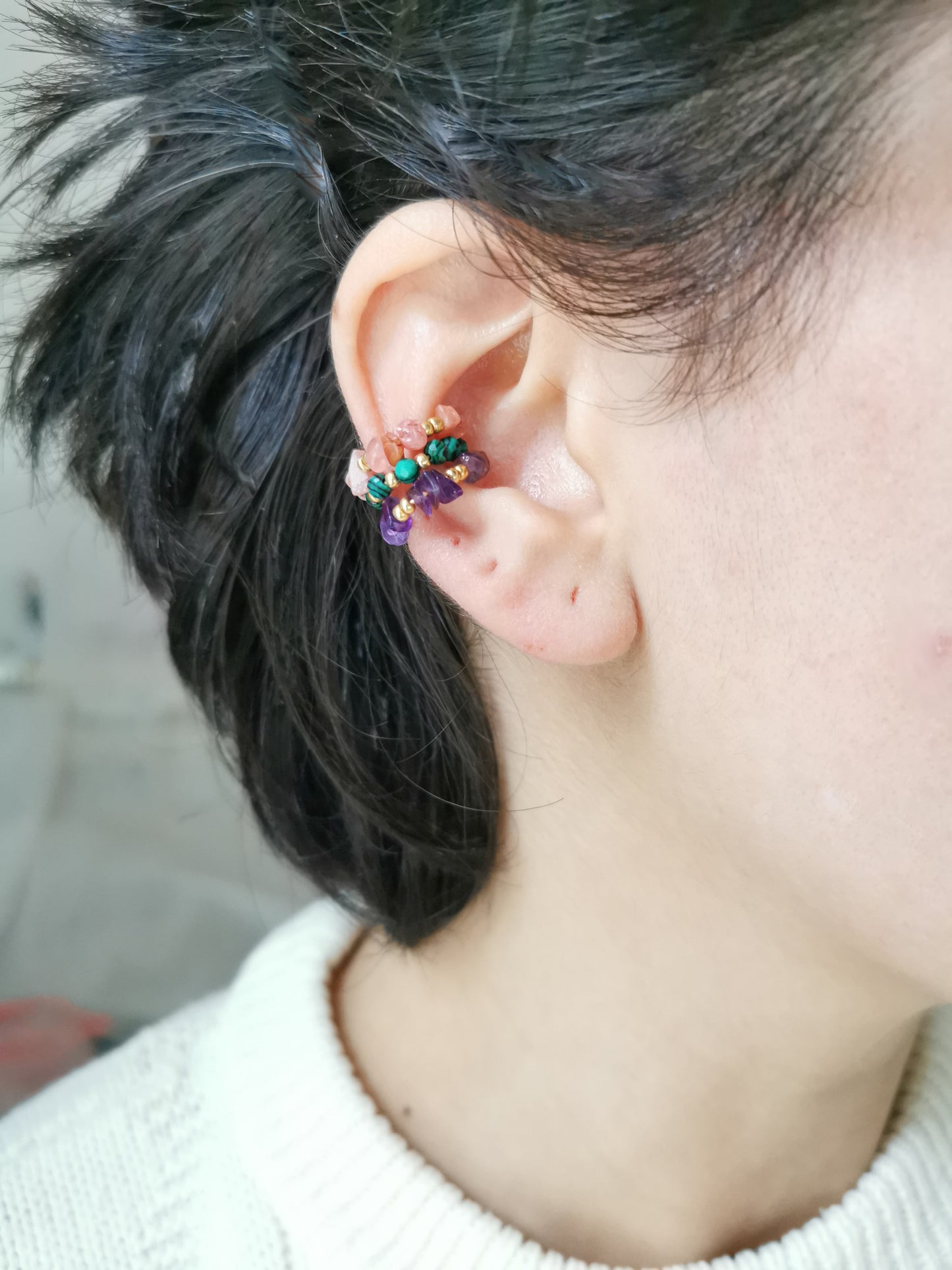 earcuff fait main, piercing conch, faux piercing, bijoux d'oreilles, boucles d'oreilles perles