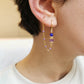 Boucle d'oreille double acier inoxydable, boucle d'oreille lune, bijoux faits main