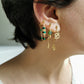 Boucle d'oreille acier, set piercings d'oreilles vert, pendentif serpent, soleil, œil