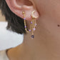 Boucle d'oreille double acier inoxydable, boucle d'oreille lune, bijoux faits main