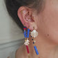 Boucle d'oreille modulable acier inoxydable et doré à l'or fin, a l’unité, coquillage, etoile et tortue de mer, corail, fleurs