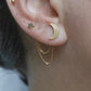 Chaine d'oreille en acier , boucle d'oreille double lune et etoile