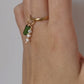 Bague reglable acier, pendentif perle tube verte et perles d'eau douce