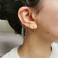 Double boucle d'oreille acier argent, chaine d'oreille en acier