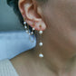 Boucle d'oreille double, chaine d'oreille perles d'eau douce, faite main