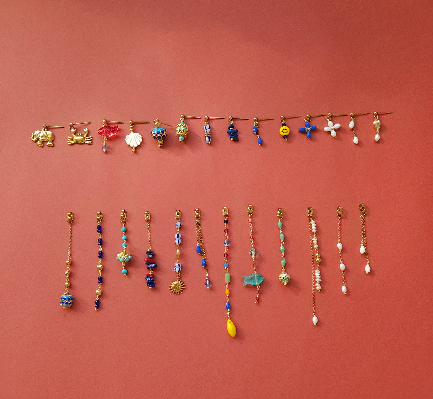 Boucles d'oreilles personnalisables à l'unité, acier inoxydable doré à l'or fin, coquillage, crabe, soleil