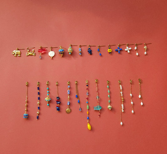 Boucles d'oreilles personnalisables à l'unité, acier inoxydable doré à l'or fin, coquillage, crabe, soleil