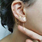 Chaine d'oreille en acier , boucle d'oreille double lune et etoile