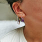 Boucle d'oreille double acier inoxydable, chaine d'oreille violette faite main