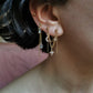 Boucle d'oreille double en acier, chaine d'oreille lune et etoile