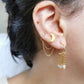 Chaine d'oreille en acier , boucle d'oreille double lune et etoile