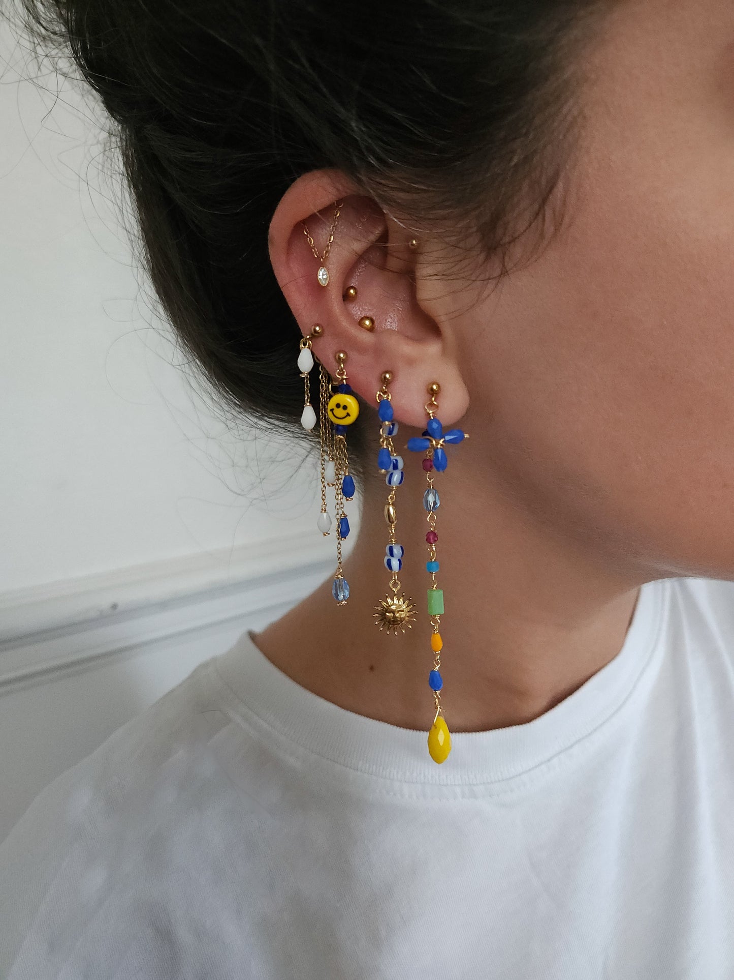 Boucles d'oreilles personnalisables à l'unité, acier inoxydable doré à l'or fin, coquillage, crabe, soleil