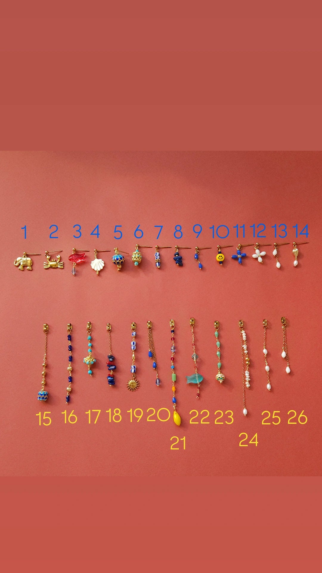 Boucles d'oreilles personnalisables à l'unité, acier inoxydable doré à l'or fin, coquillage, crabe, soleil