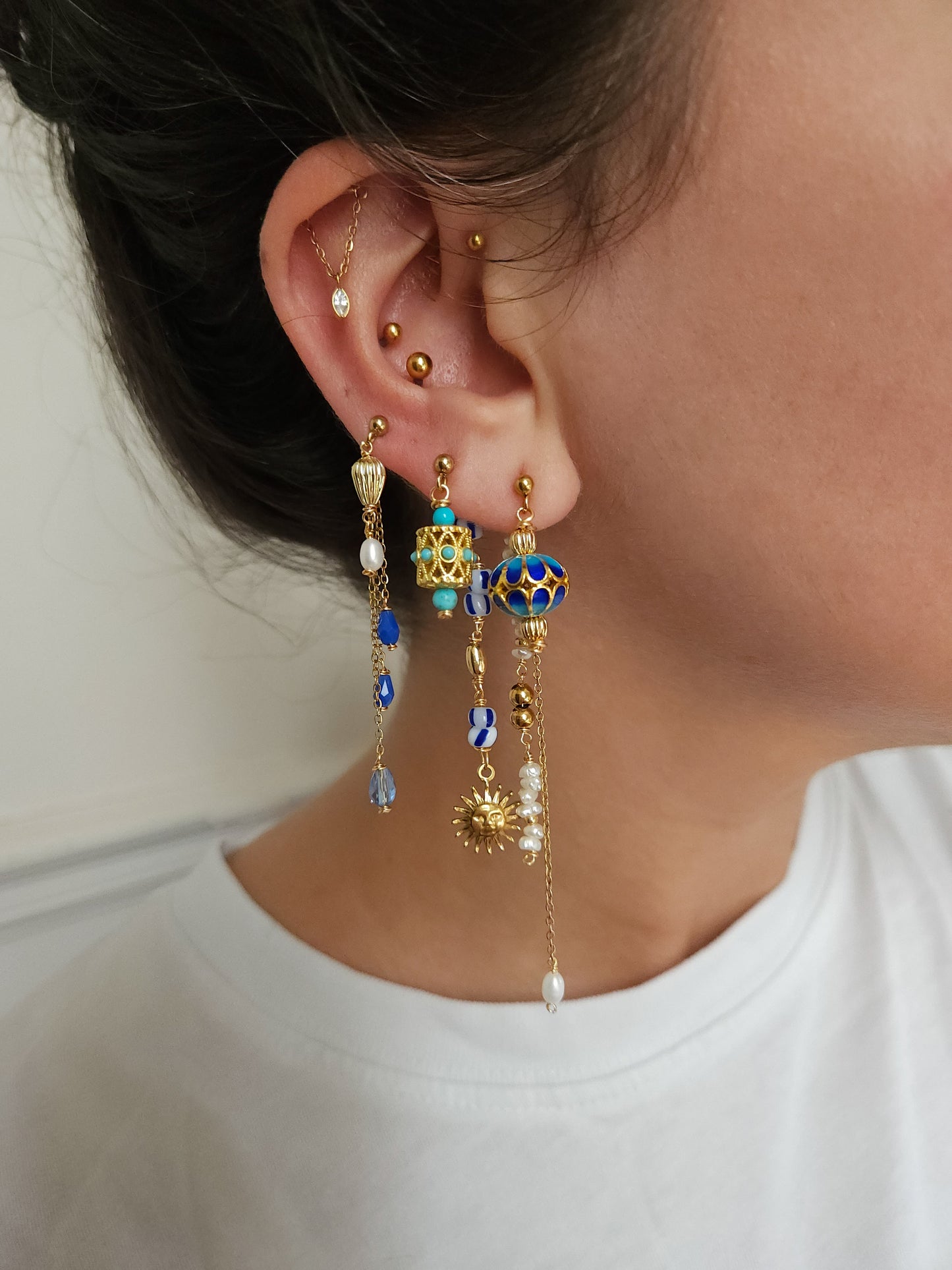 Boucles d'oreilles personnalisables à l'unité, acier inoxydable doré à l'or fin, coquillage, crabe, soleil