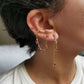 Boucle d'oreille acier, chaine d'oreille rouge, faite main