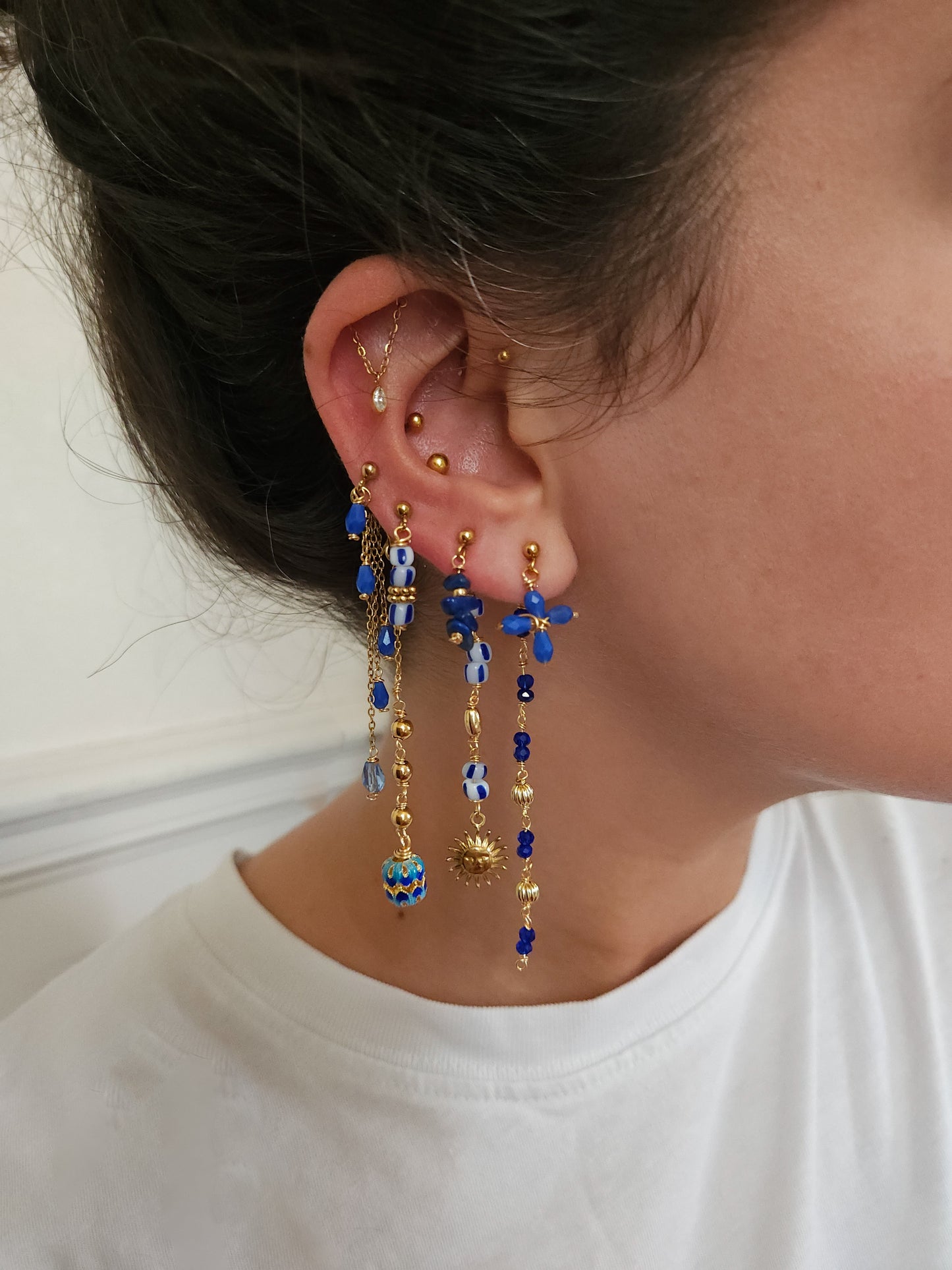 Boucles d'oreilles personnalisables à l'unité, acier inoxydable doré à l'or fin, coquillage, crabe, soleil