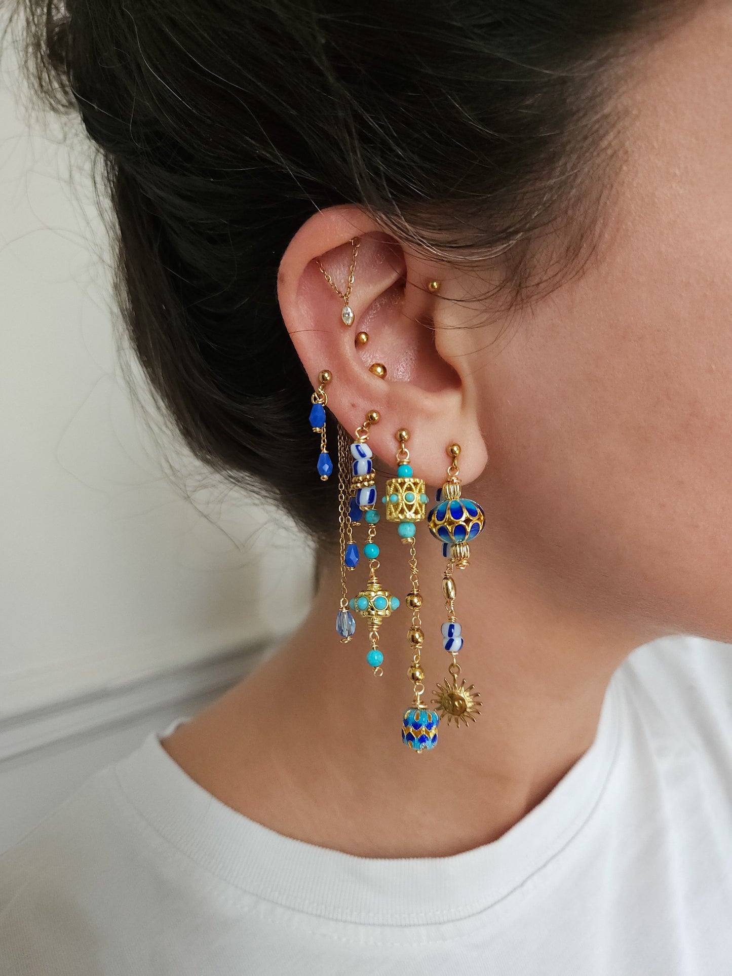 Boucles d'oreilles personnalisables à l'unité, acier inoxydable doré à l'or fin, coquillage, crabe, soleil