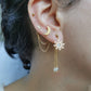 Chaine d'oreille en acier , boucle d'oreille double lune et etoile