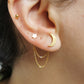 Chaine d'oreille en acier , boucle d'oreille double lune et etoile