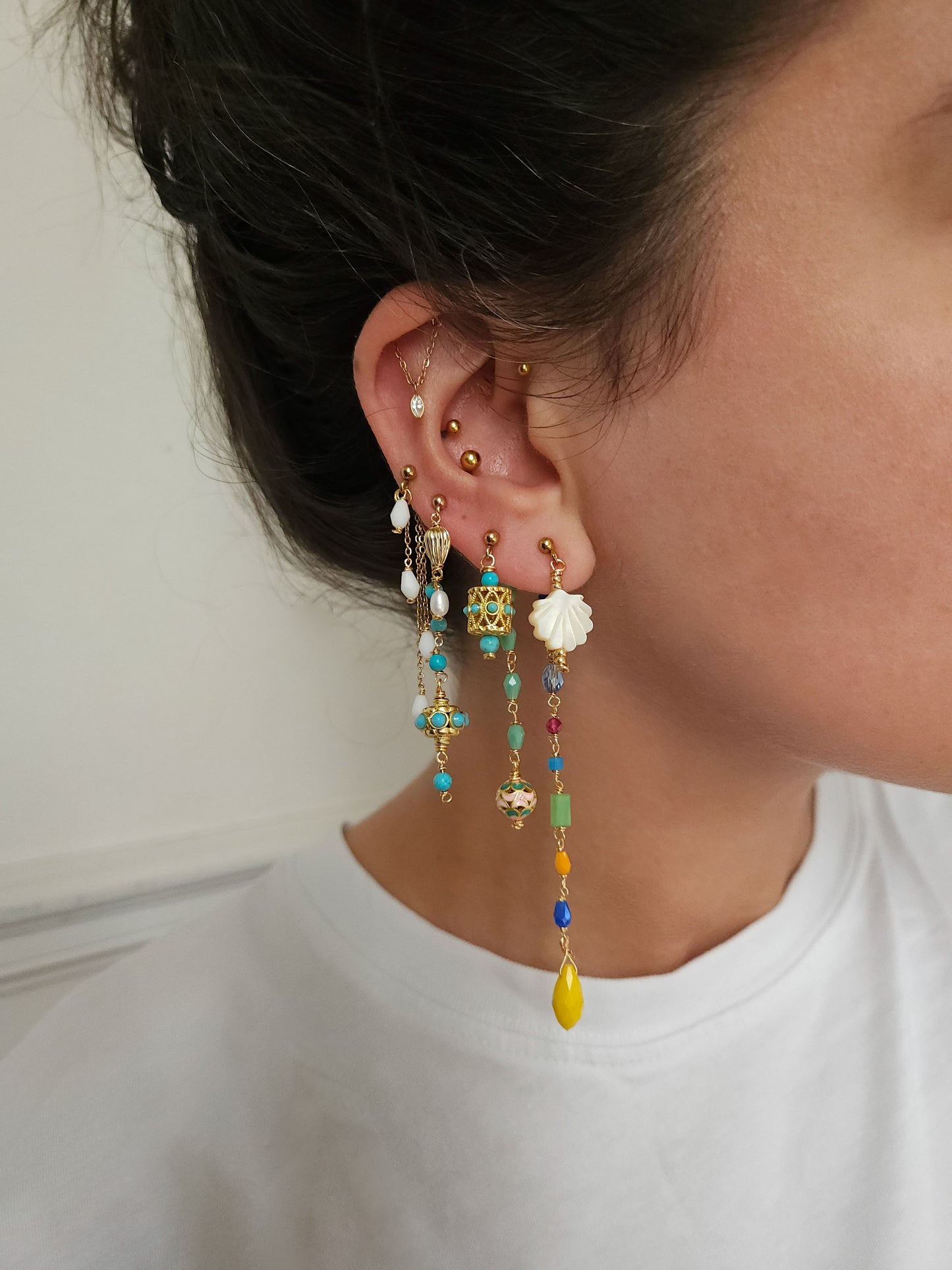 Boucles d'oreilles personnalisables à l'unité, acier inoxydable doré à l'or fin, coquillage, crabe, soleil