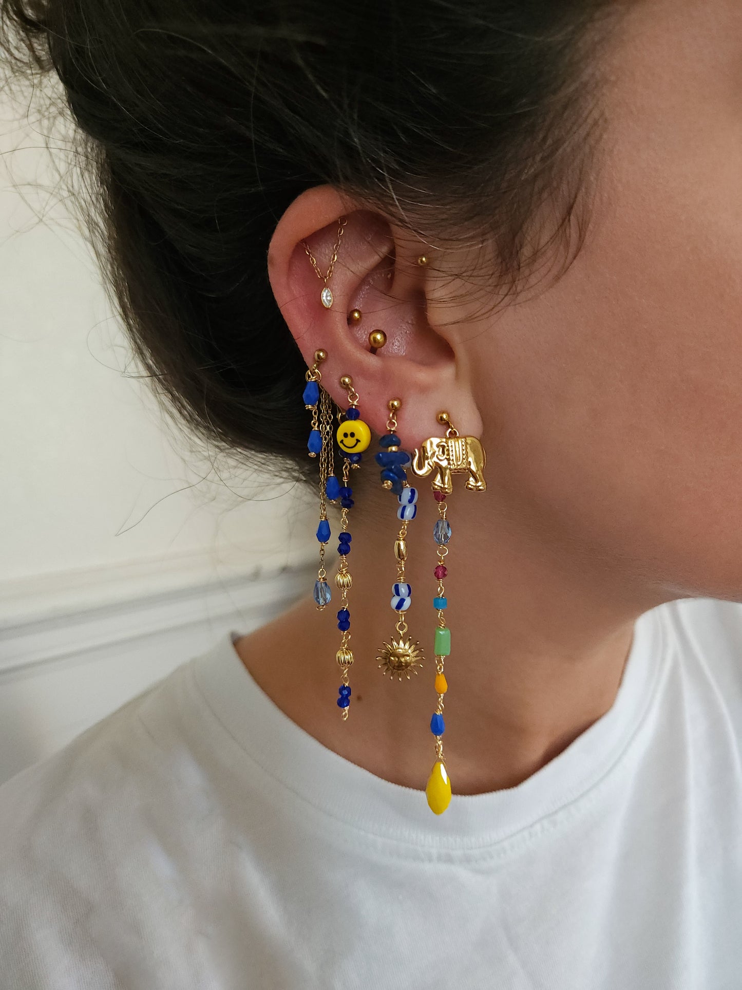 Boucles d'oreilles personnalisables à l'unité, acier inoxydable doré à l'or fin, coquillage, crabe, soleil