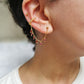 Boucle d'oreille acier, chaine d'oreille rouge, faite main