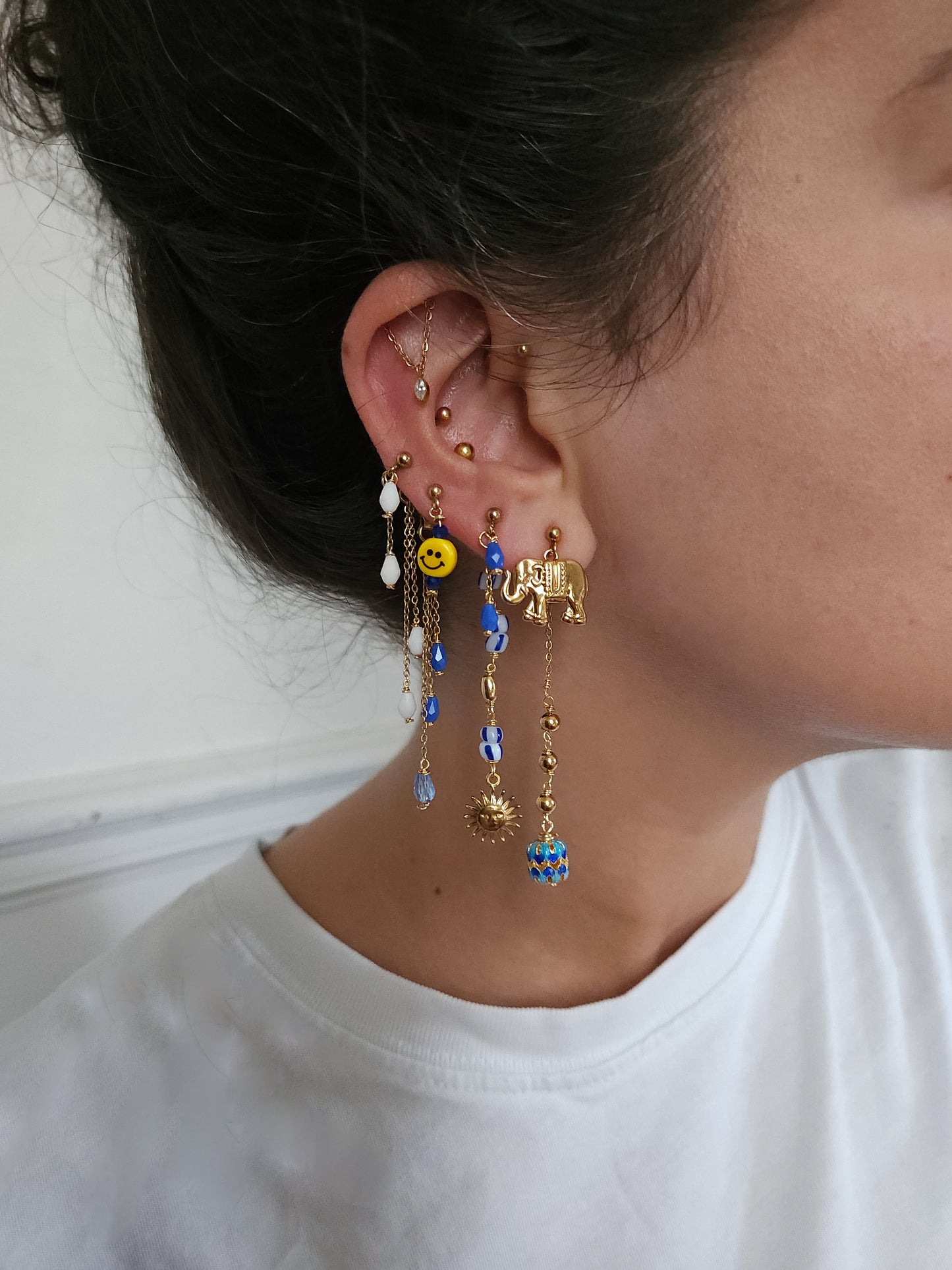 Boucles d'oreilles personnalisables à l'unité, acier inoxydable doré à l'or fin, coquillage, crabe, soleil